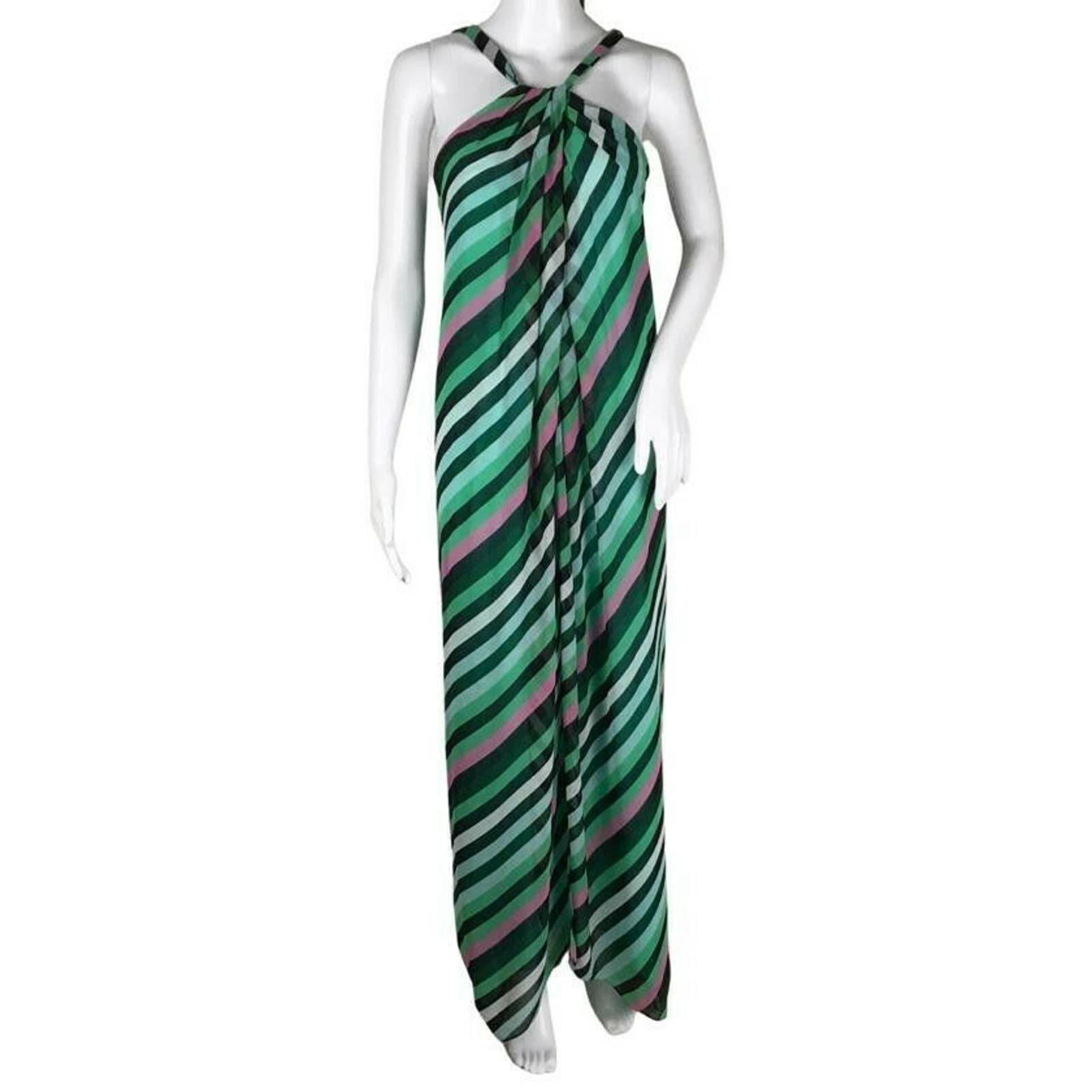 Diane Von Furstenberg Women's Lilita Striped Multicolor Maxi Dress Sz 4 LO