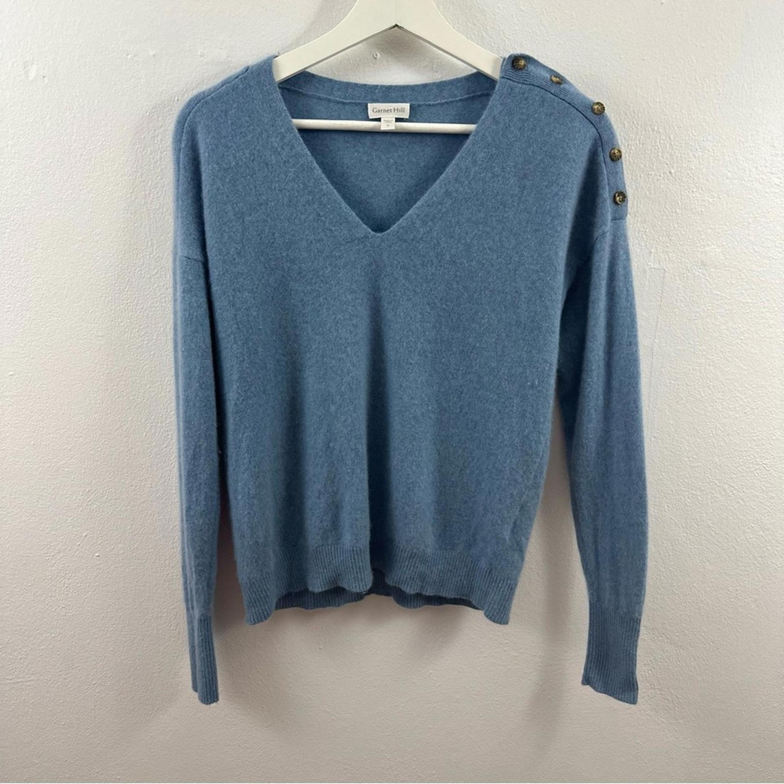 Garnett Hill Elise Button-Detail Cashmere Sweater Women's S