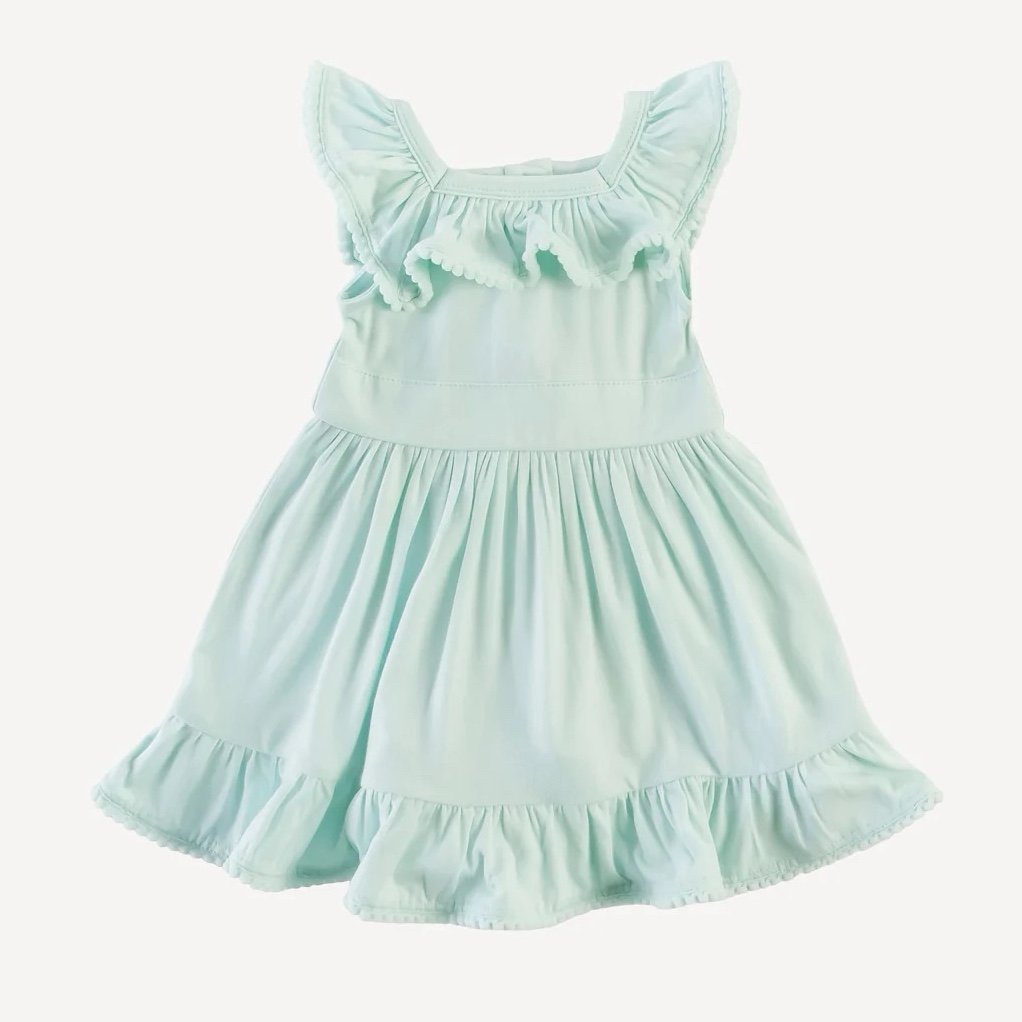 Kate Quinn Blue Mist Pom Pom Dress - 6Y