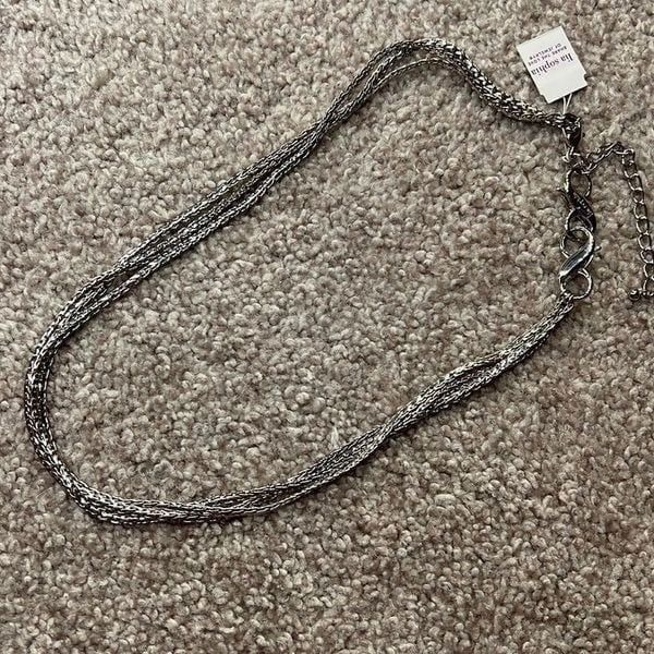 NWT Lia Sophia silver triple strand necklace with infinity extenders