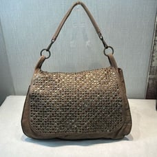 COSTANZA ROTA Italian Leather Messenger Bag Purse Brown Studs Large Flap Slouchy