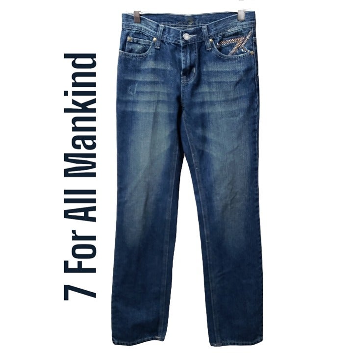 7 For All Mankind Blue Boot Cut Denim Jean Pants For Women Size 26