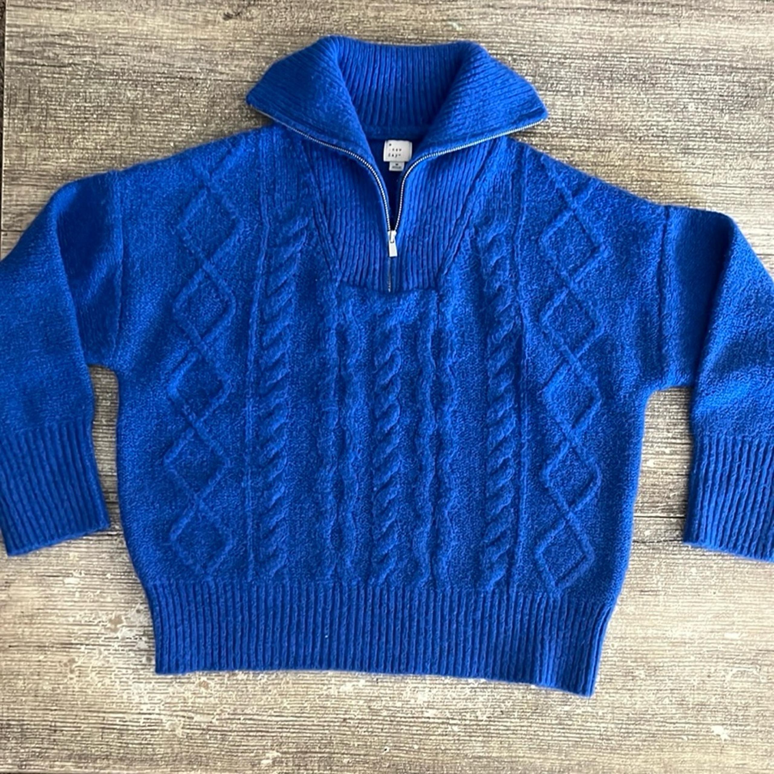Target a new day blue pullover zip neck cowl sweater