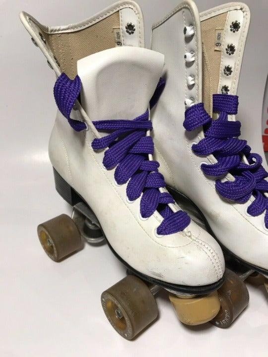 Vintage Roller Derby Roller Quad Skates w/Urethane Wheels Youth Size 6 White