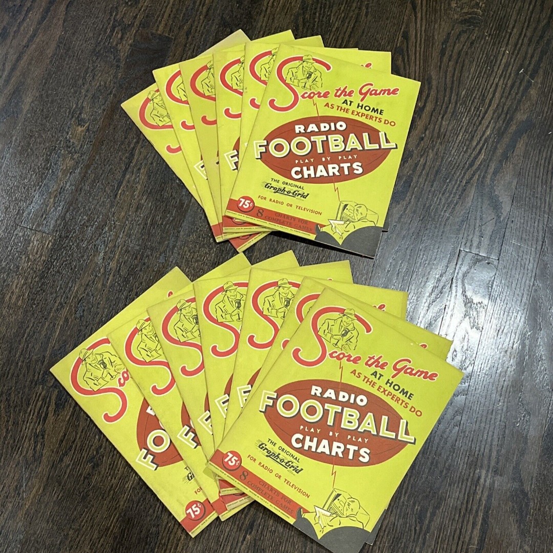 Lot Of 13 1945 Radio Football Play By Play Charts The Original Graph-O-Grid NOS