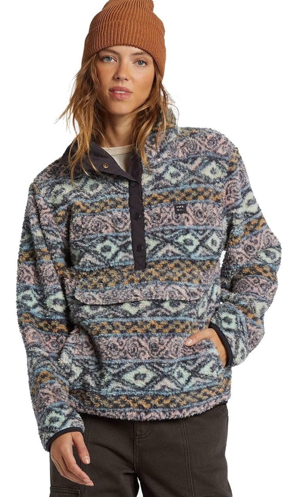 New women’s billabong switchback patterned fleece pullover size S