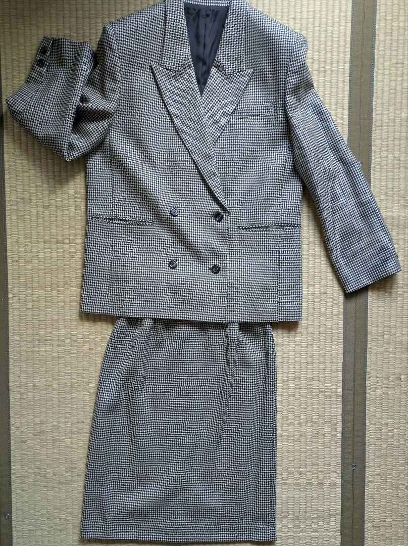 Checked Double-Breasted Suit (Jacket Size 11, Skirt Size 9) Purchased around 1996, Unused.