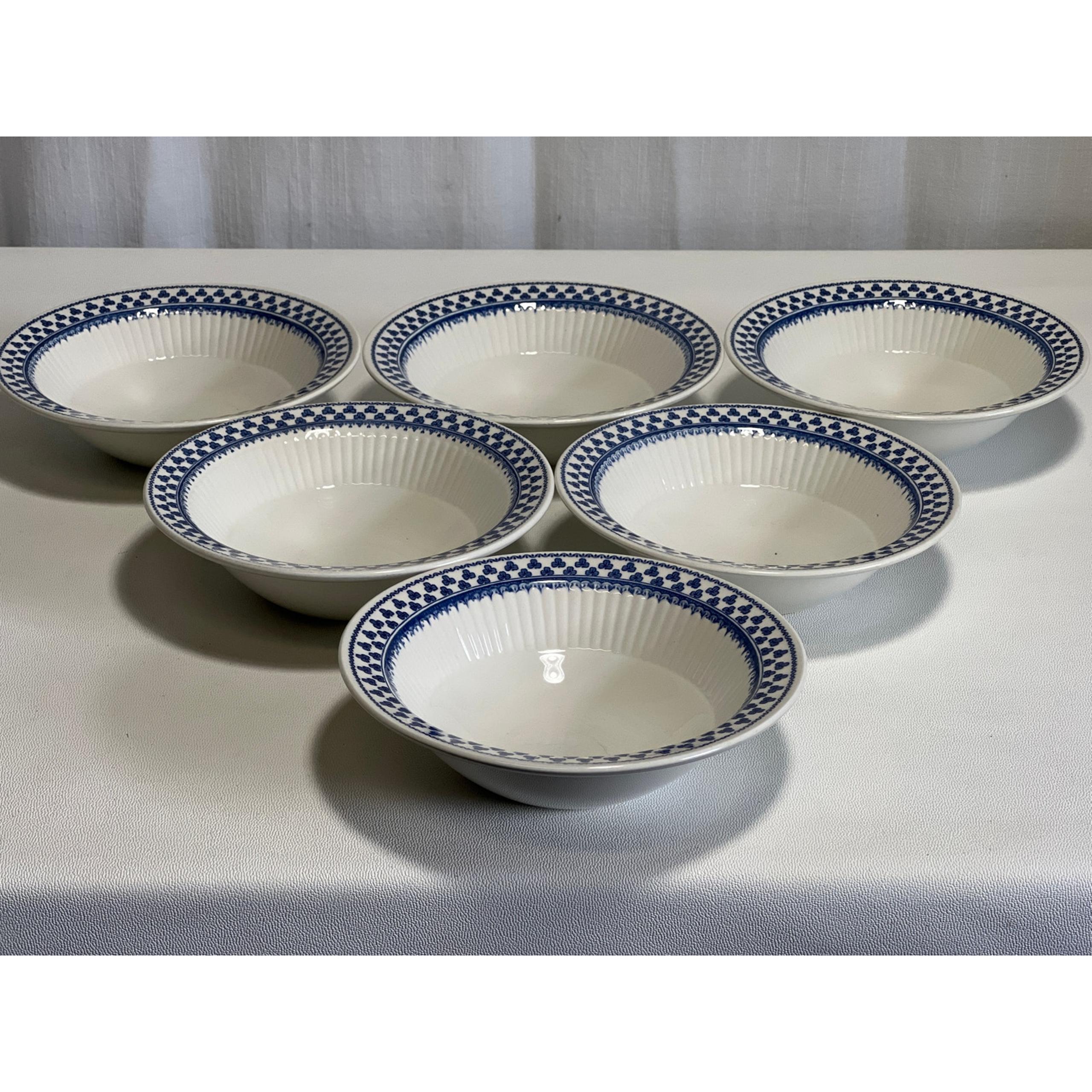 Adams English Ironstone Micratex BRENTWOOD 6.5in Soup Salad Bowls Set of 6