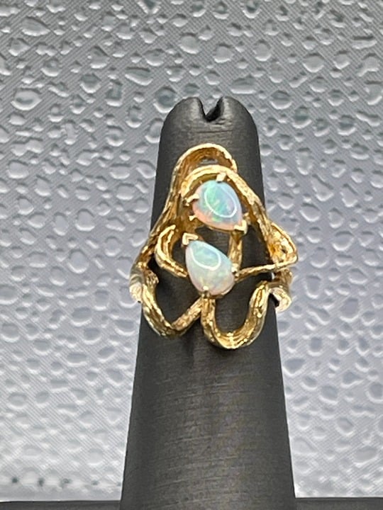 14K YG Fire Opal Free Form Cocktail Ring