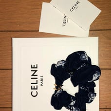 CELINE Navy Silk Scrunchie
