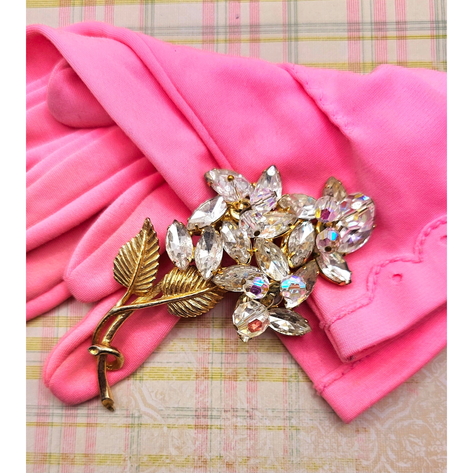 Vintage Dripping-Crystal Large Pin/Brooch