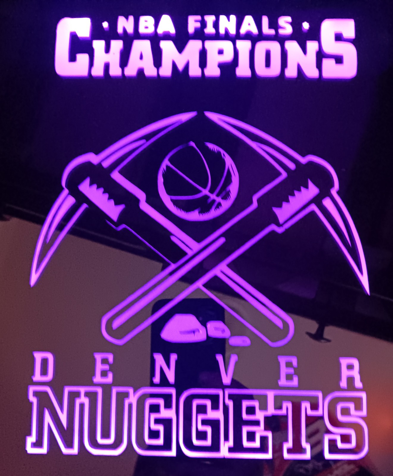 Nuggets etched lighted mirror