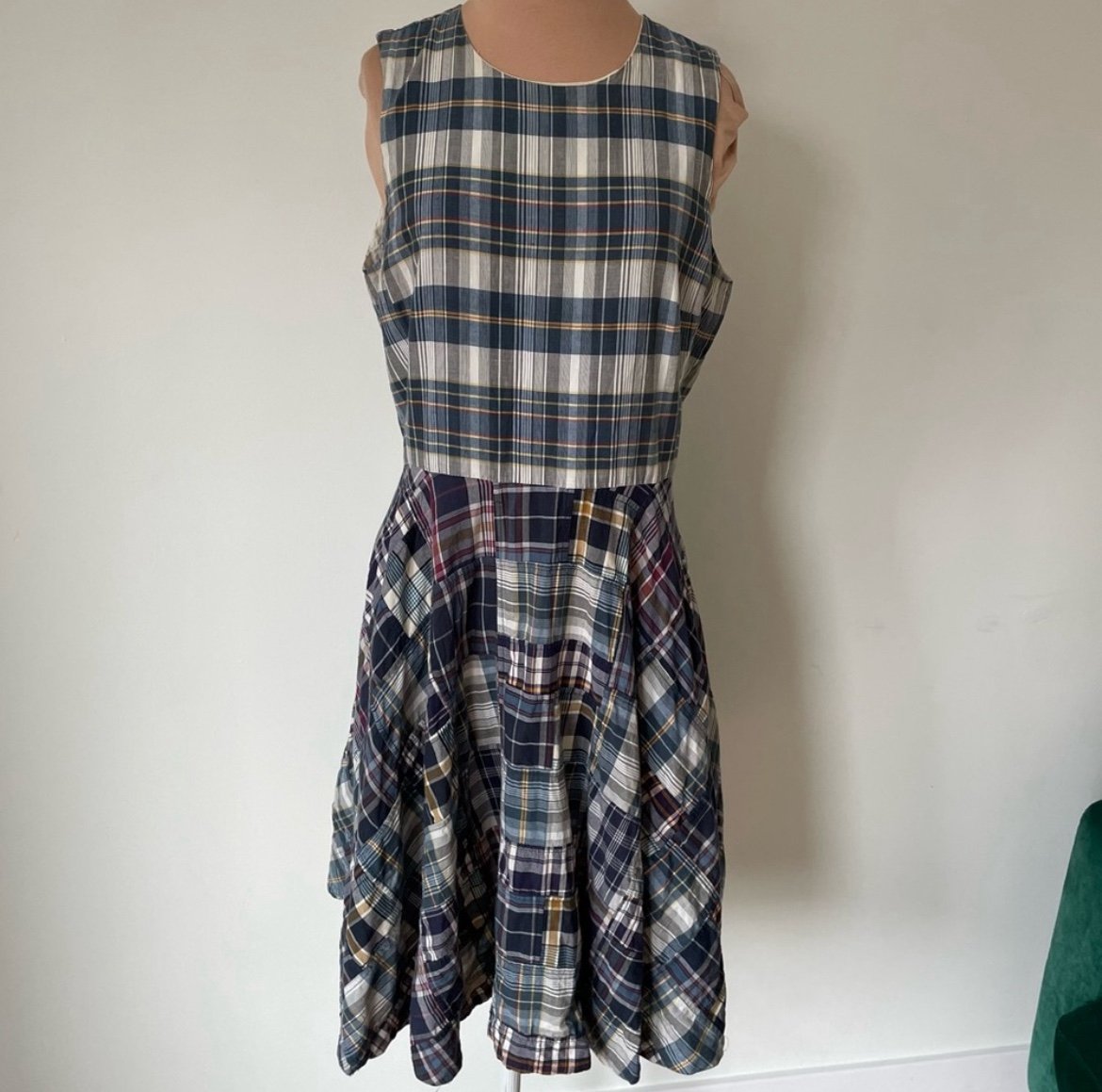 POLO Ralph Lauren Tartan Plaid Madras Cotton Patchwork Fit n Flare Dress EUC 6