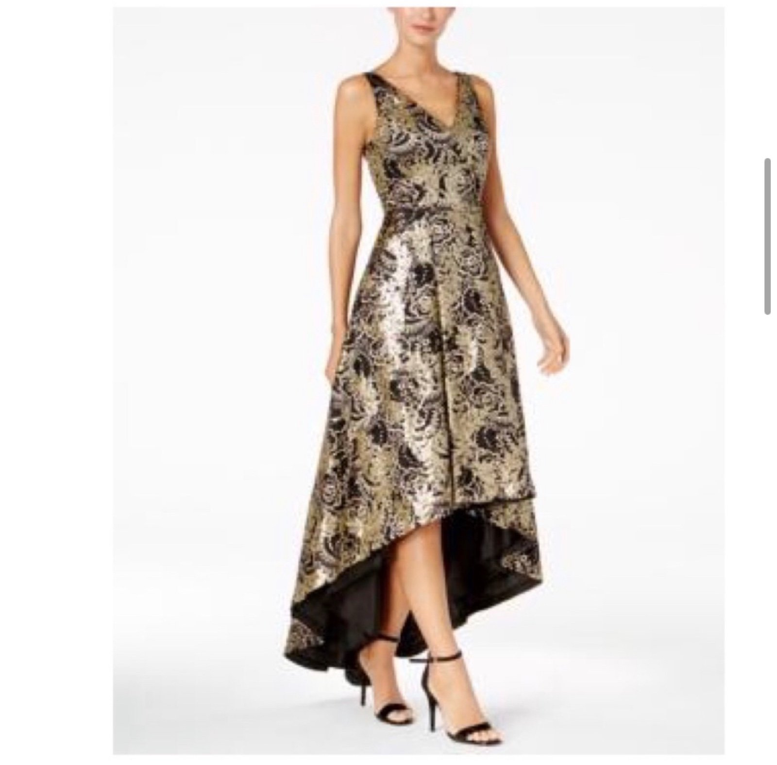 Calvin Klein Sleeveless V-Neck High Low Hem Gown