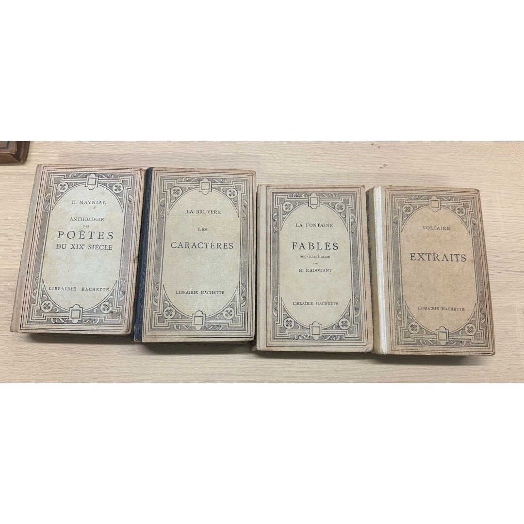 Set Of 4 Antique Books In French