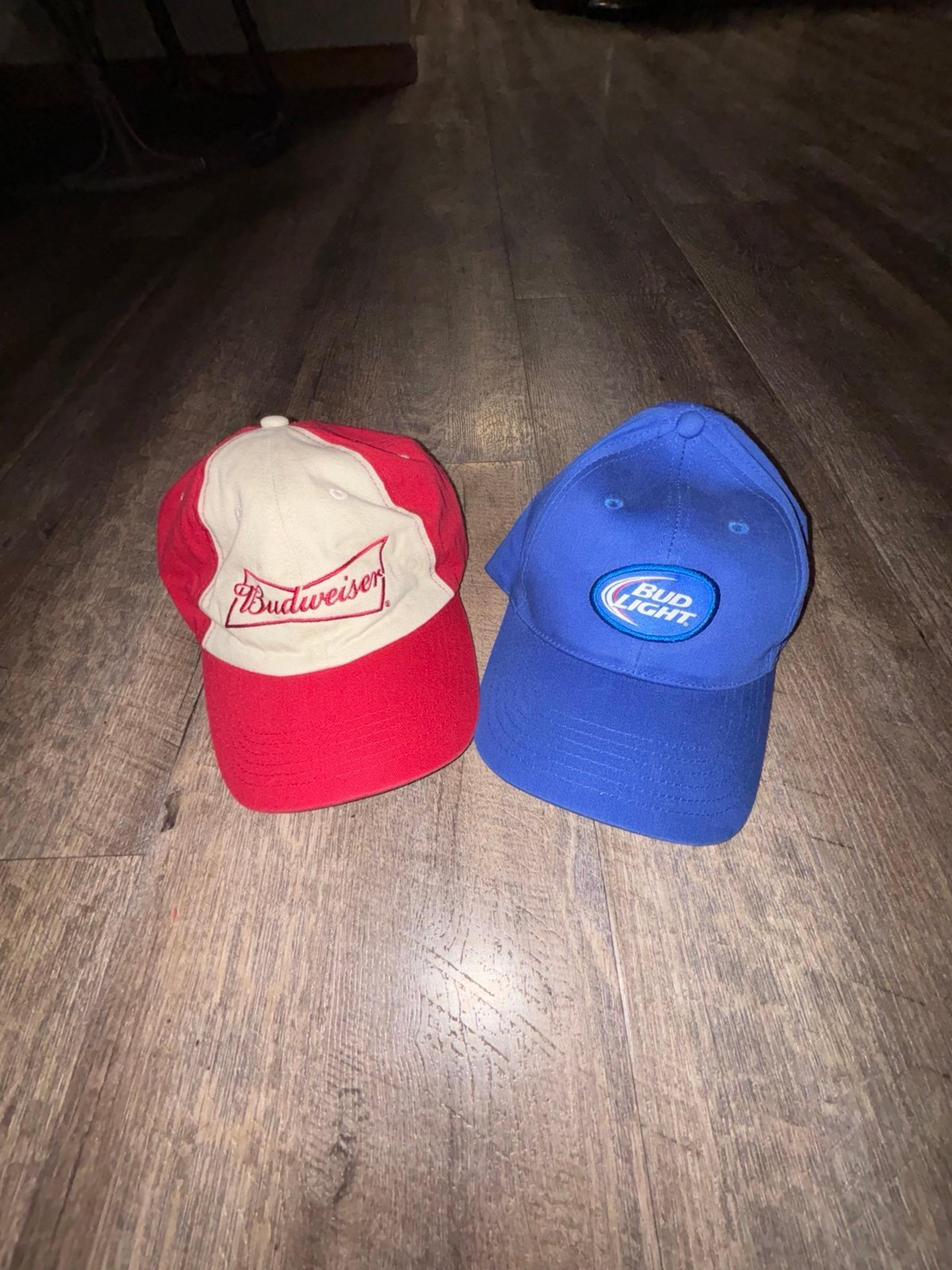 2 Budweiser Budlight Vintage Looking Hats Bundle Duo Pack