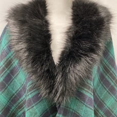 NEW Talbots Blackwatch Cape Ruana with Faux Fur