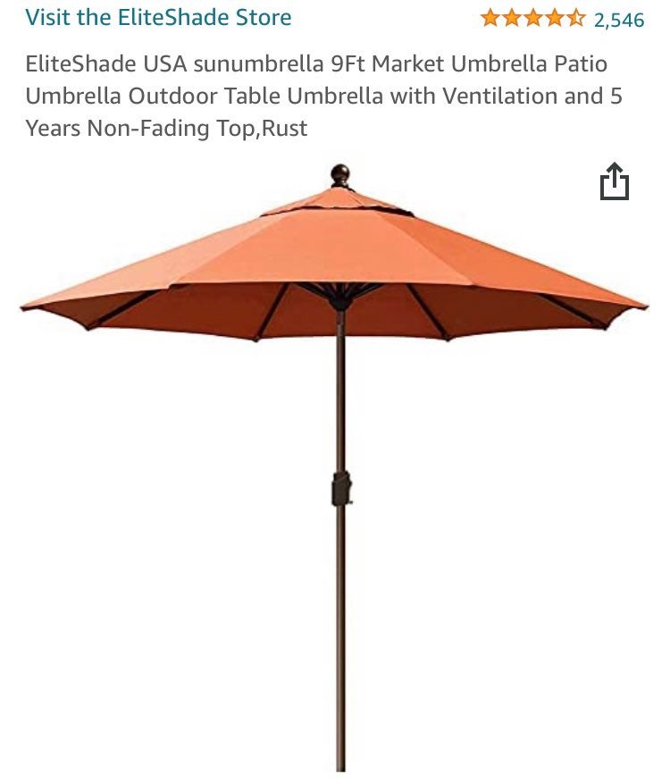 Elite Shade Sunbrella 9 ft 5 Years Non Fading Top Rust Color
