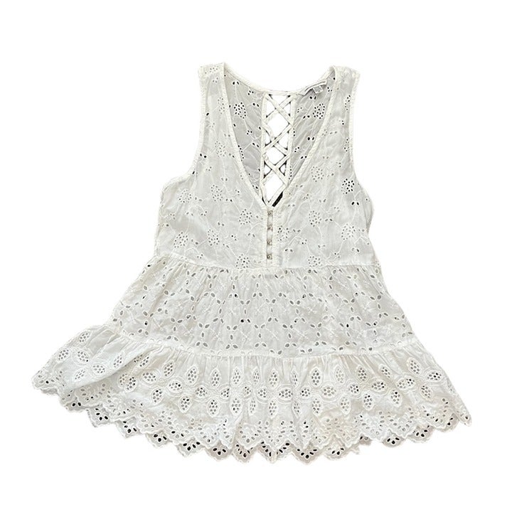 Eagle lace peplum tank shirt