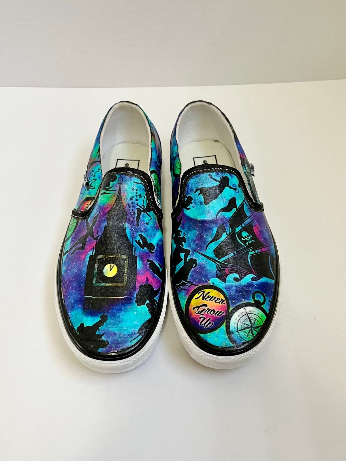 Vans Shoes Slip On Custom Detailed Disney Peter Pan Womens Size 8