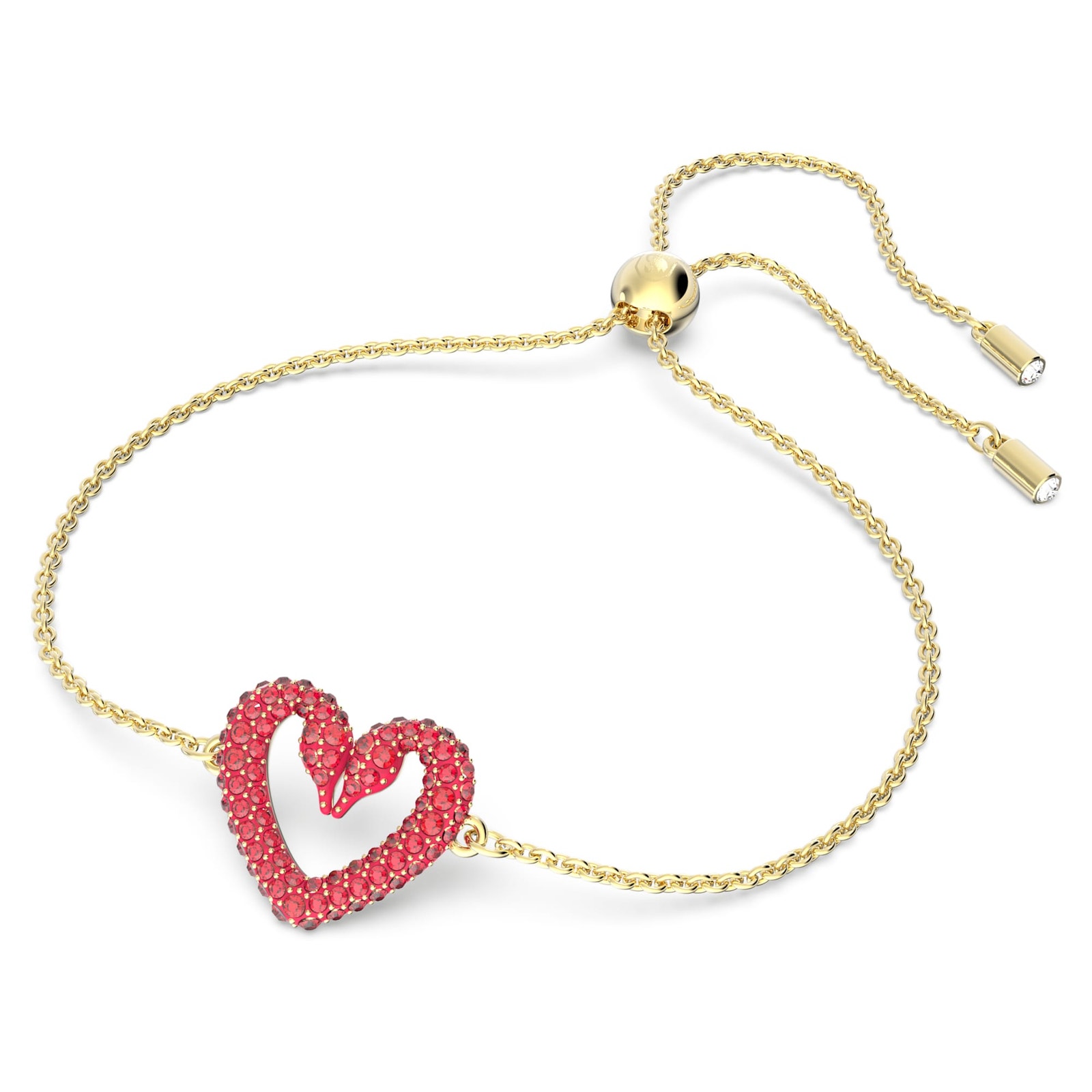 Swarovski Sublima Bracelet Romantic Swan Heart Red Gold Tone Plated New with Box