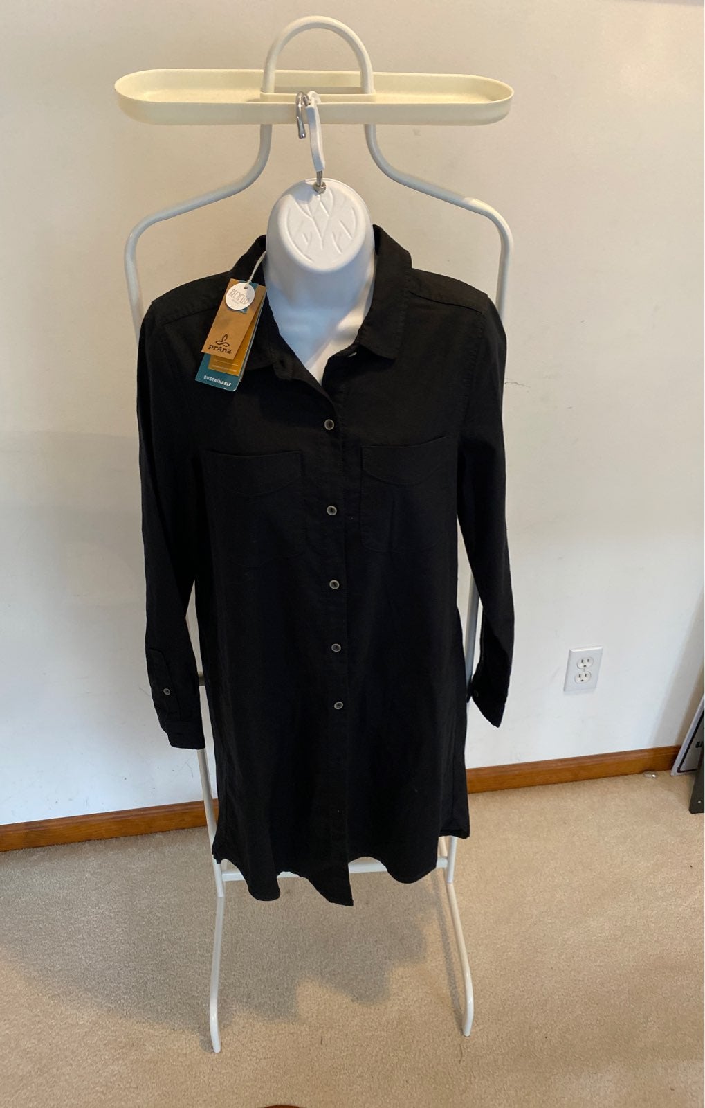 prAna black denim shirt dress