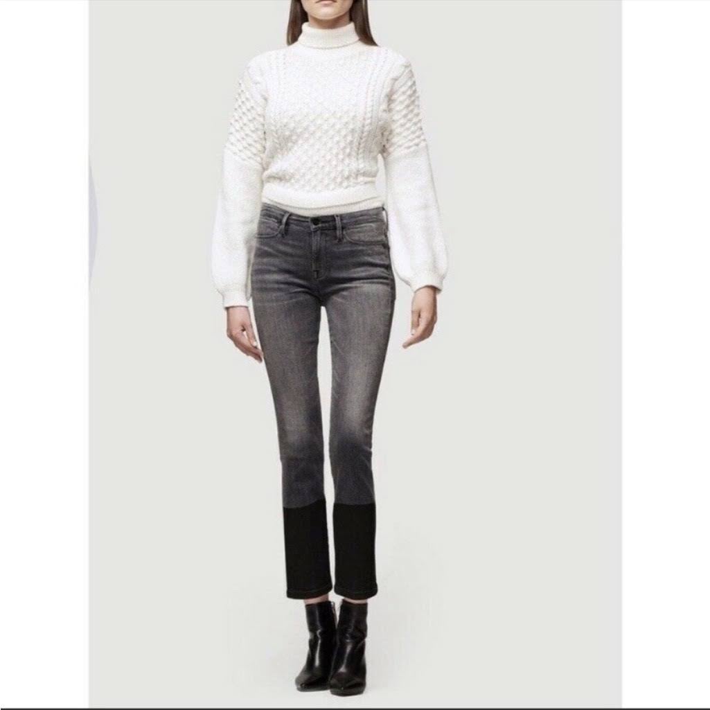 Frame Jeans Womens Le High Straight Cropped Denim Sleepy Hollow Coated Hem