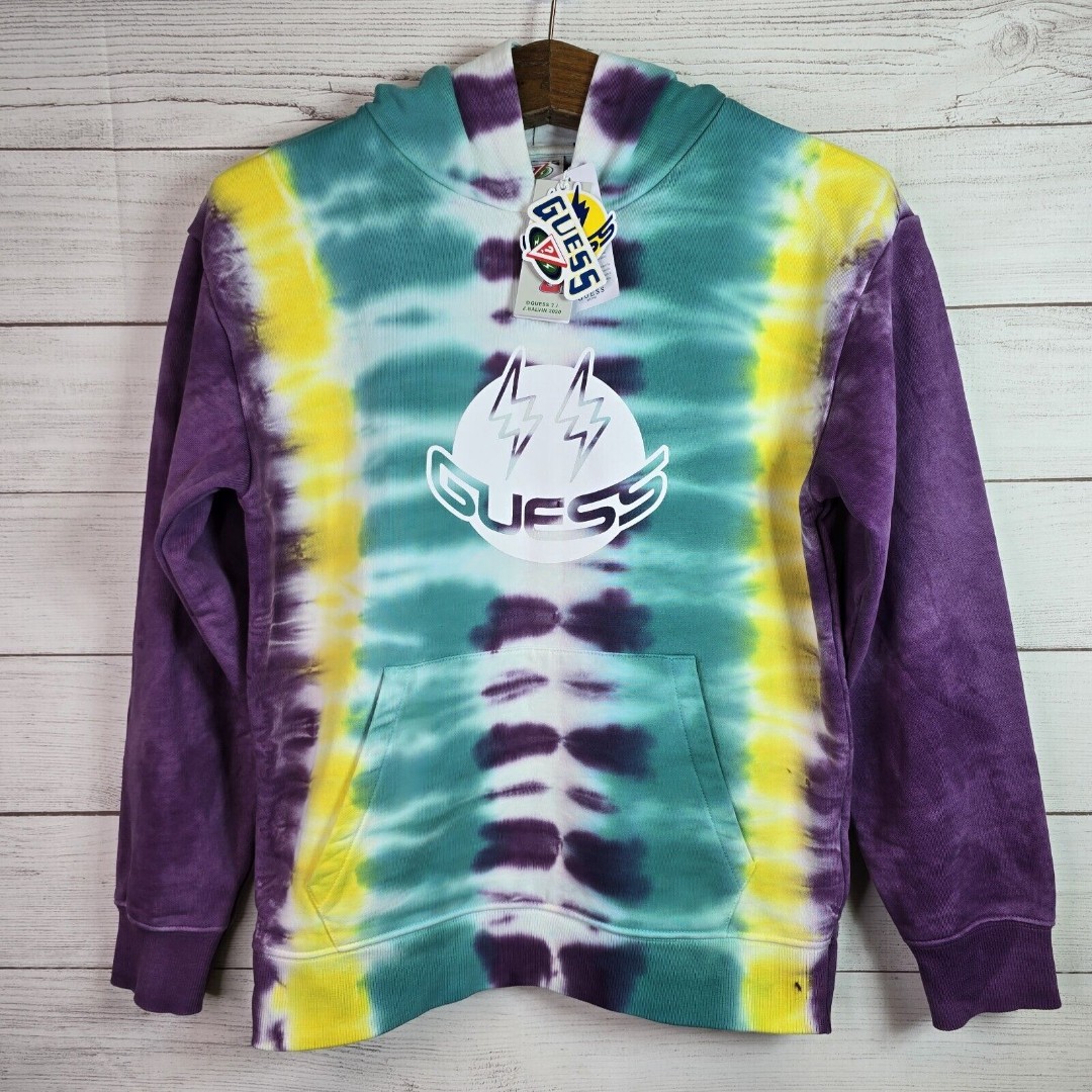 NWT J Balvin X Guess Limited Collaboration Size 12 S/M Tie Dye Logo Hoodie 2020