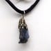 Vintage Raw Labradorite Pendanton Black Silk Cord Necklace, Boho Chic Natural Ge