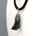 Vintage Raw Labradorite Pendanton Black Silk Cord Necklace, Boho Chic Natural Ge