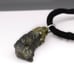 Vintage Raw Labradorite Pendanton Black Silk Cord Necklace, Boho Chic Natural Ge