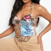 Boohoo Petite Animal print Chain Satin Scarf Top