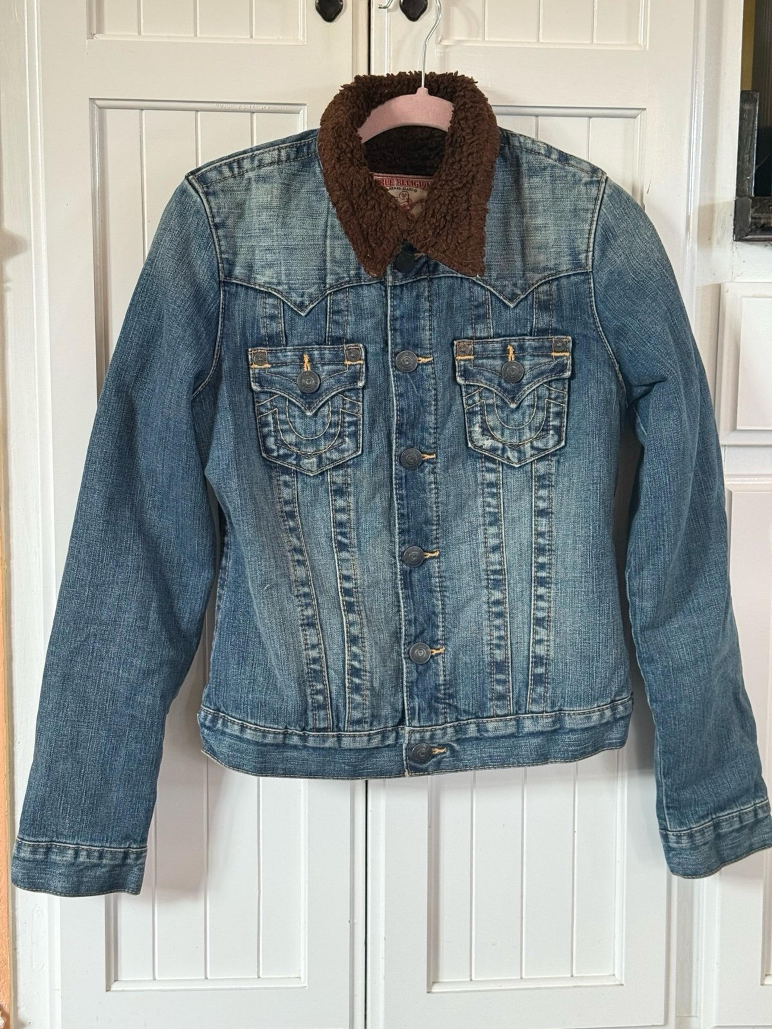 vintage True Religion Dark Brown Jimmy Sherpa Denim Jacket. Sz womens Medium