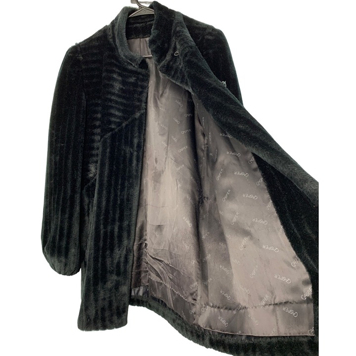 Vintage Borgessa Casper Black Faux Fur Plush Coat Medium Sz 10 GUC 7908