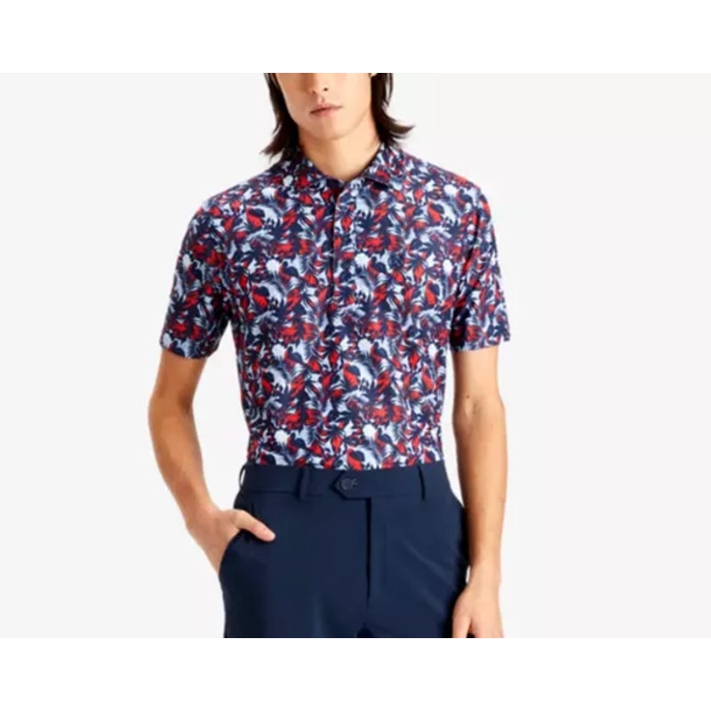 G/FORE Twilight Palm Fronds Print Technical Pique Golf Shirt L