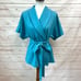 NWOT Nom Teal Cotton Belted Short Sleeve Kimono Cardigan