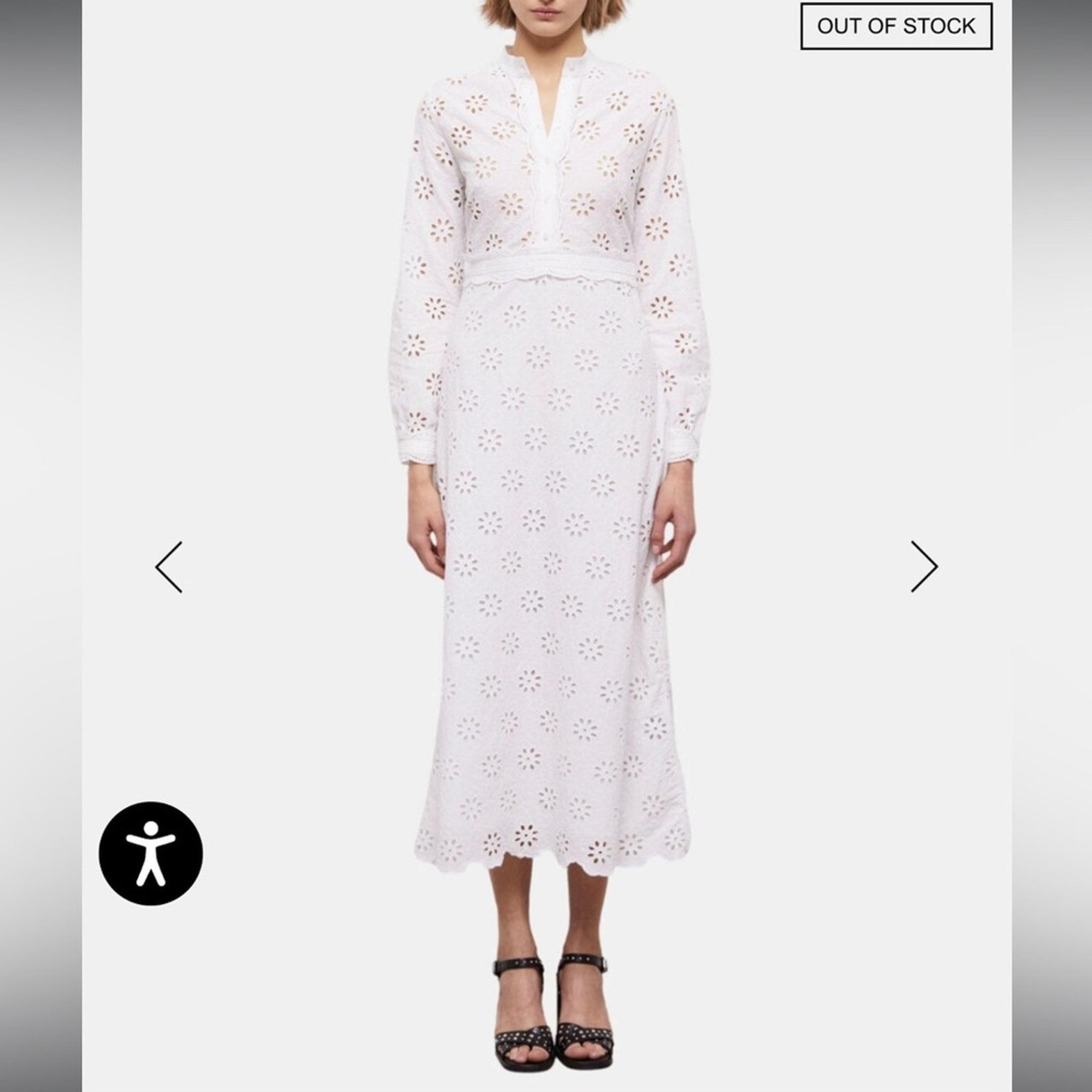 The Kooples Long White Dress With Broderie Anglaise Floral Midi Sz 1 (S) NEW