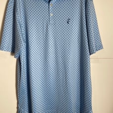 Peter Millar Summer Comfort Skull Pattern Polo Shirt Mens Size Large Light Blue