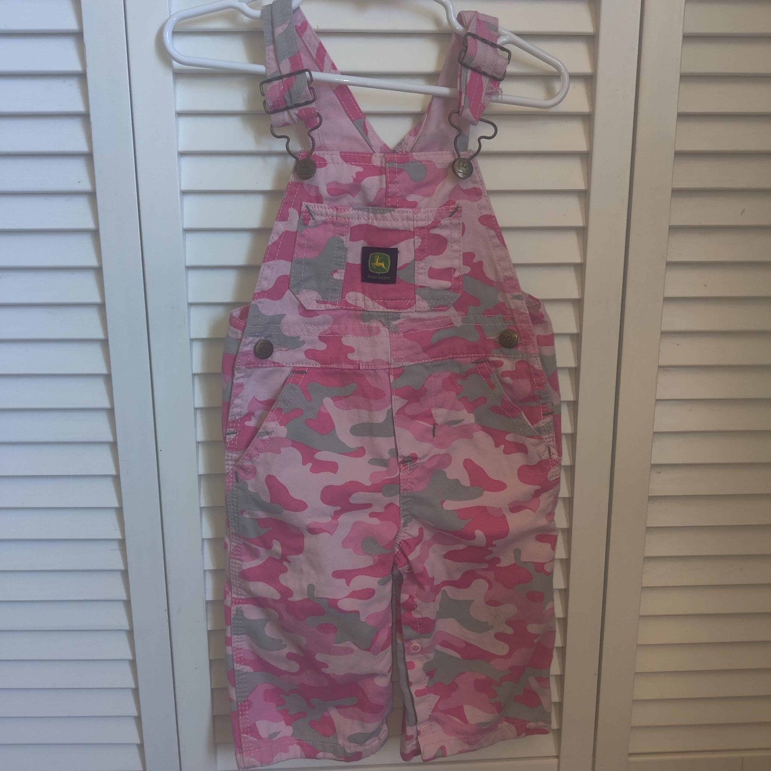 John Deere Pink Camo Overalls Baby Toddler Size 12M