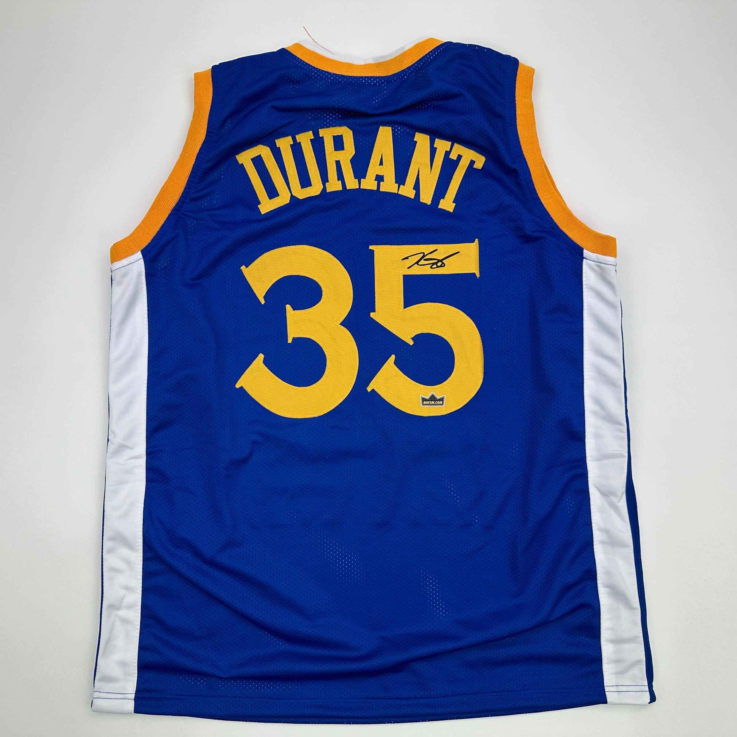 Facsimile Autographed Kevin Durant Golden State Blue Auto Jersey Size Men's XL