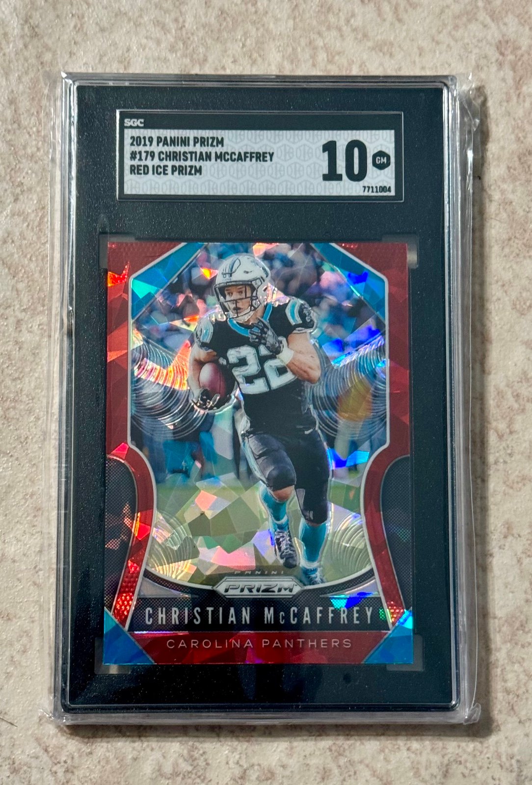 2019 Panini Prizm Christian McCaffrey Red Ice Prizm #179 SGC 10 GEM MINT
