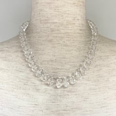 VTG Sterling Silver Knotted Faceted Crystal Quartz Rondelle Beaded Necklace 18