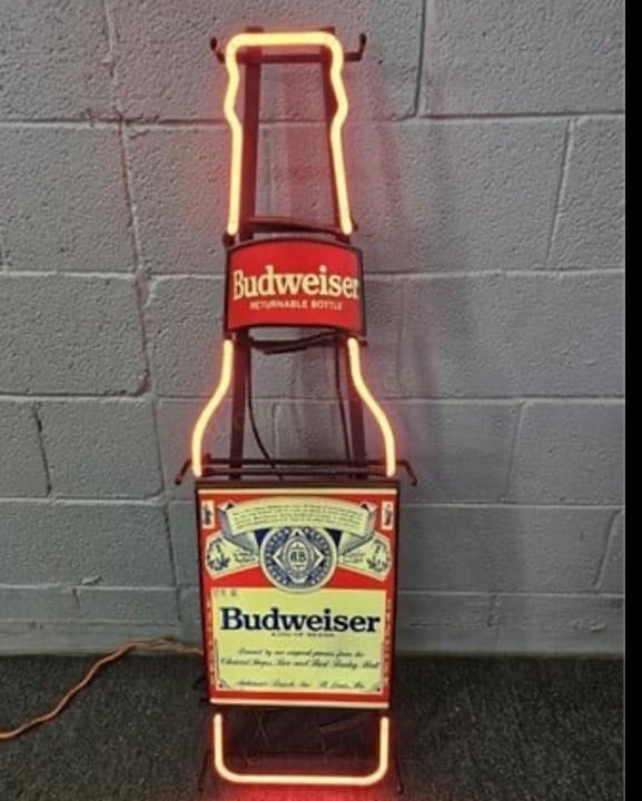 Vintage Budweiser Neon Bottle Advertising Sign