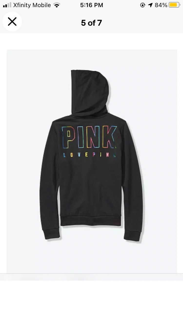 Victoria secret love pink rainbow foil hoodie