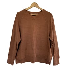 CP SHADES cognac brown 100% cotton basic pullover crewneck sweater top