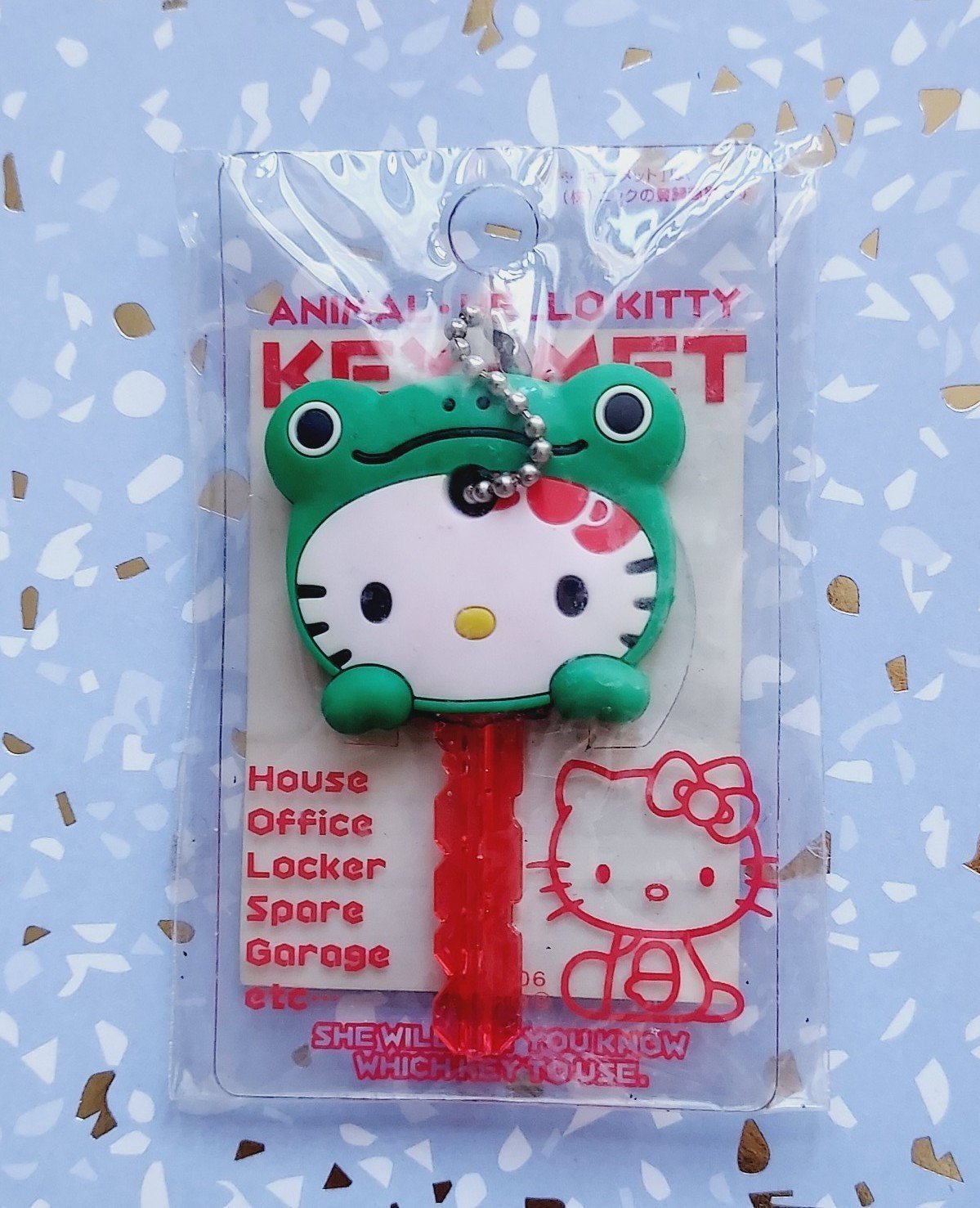 Sanrio vintage rare Hello Kitty Frog key doll charm keychain decoration vtg new