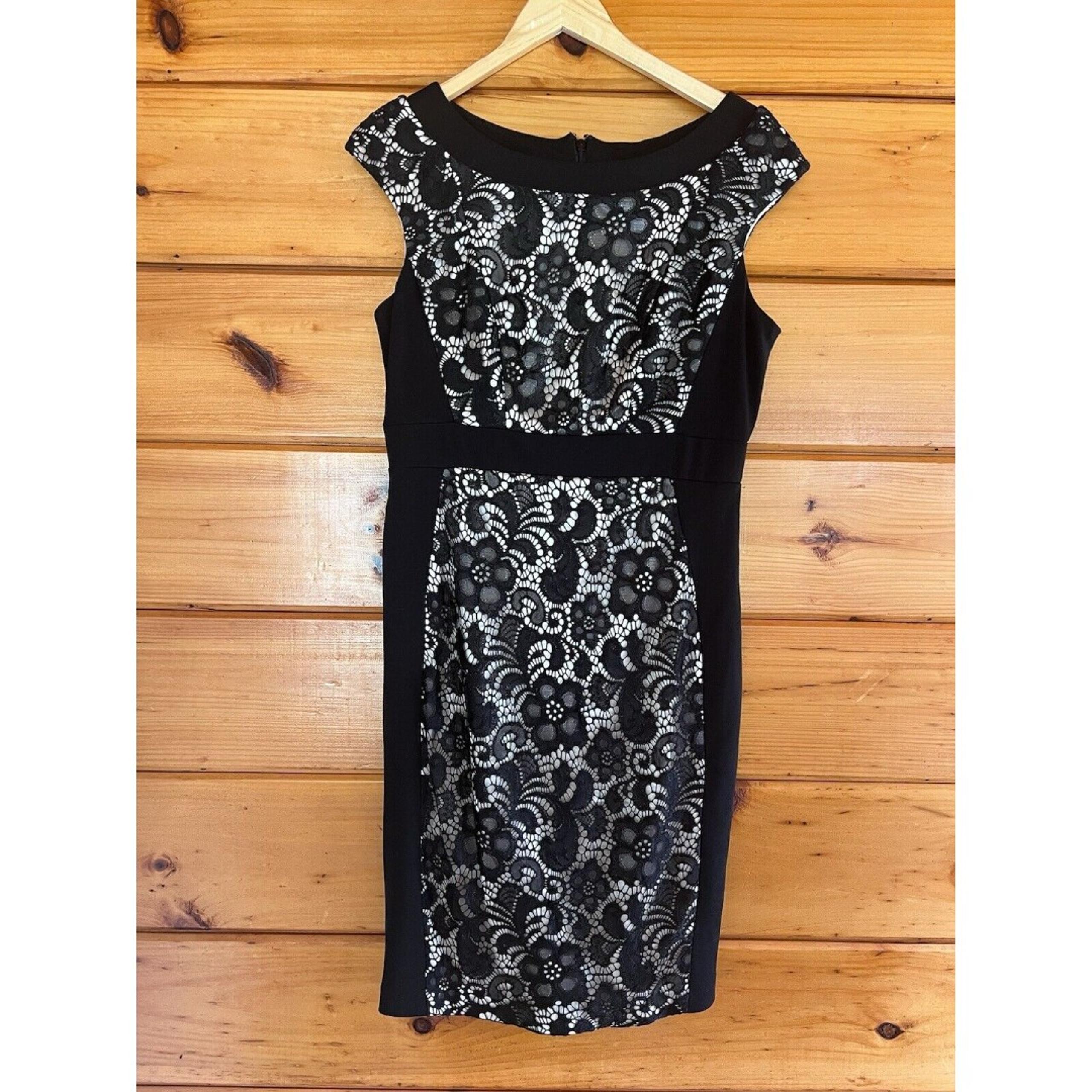 Jax Dress Size 10 Women's Lace Overlay Sleeveless Black  Dress
