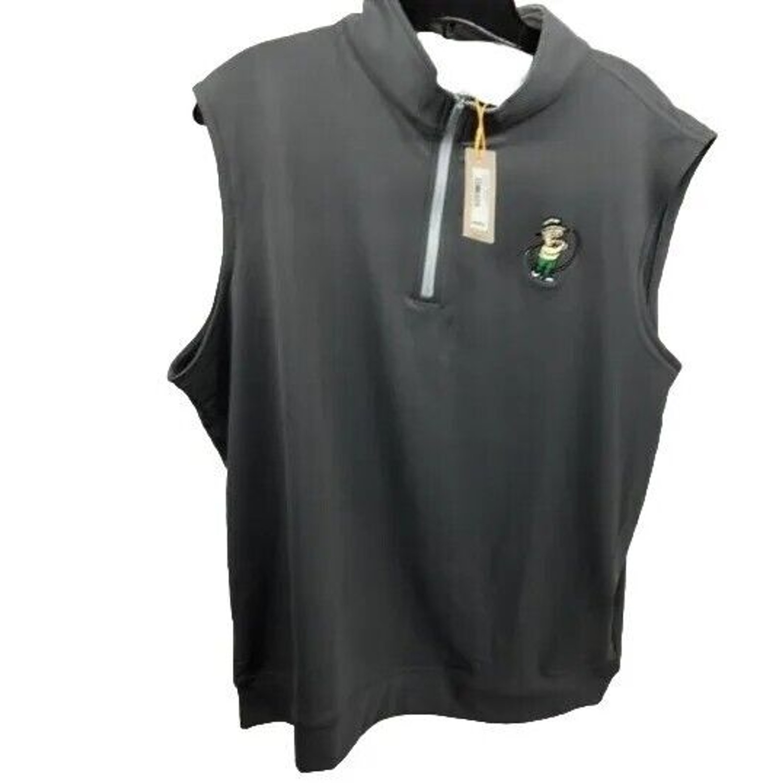 Peter Millar Golf Size Mens L Iron Grey Colored Sleeveless Quarter Zip New
