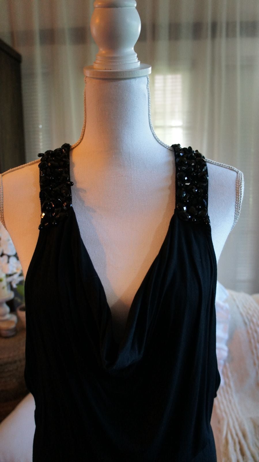 NWT- Josh Brody Black Beaded Maxi Dress