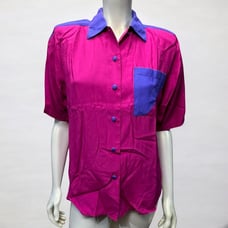 SYNARI Petites 80s Hot Pink & Purple 3-Piece Set Tank, Button Down & Belt Size S